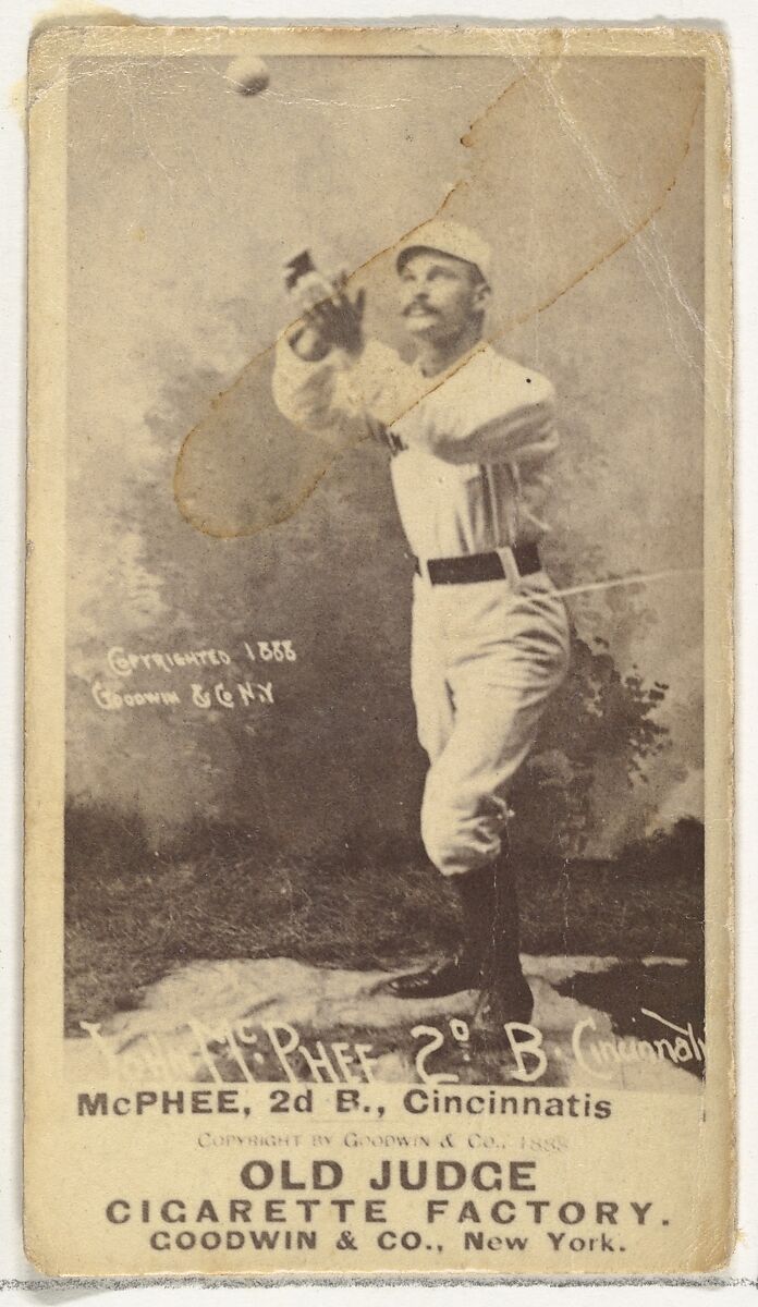 John Alexander "Bid" McPhee, 2nd Base, Cincinnati, from the Old Judge series (N172) for Old Judge Cigarettes, Issued by Goodwin &amp; Company, Albumen photograph 