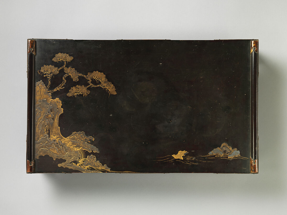 Writing Desk (Bundai) with Landscape and Geese, Lacquered wood with gold and silver takamaki-e and hiramaki-e, cutout gold- and silver-foil application, Japan 