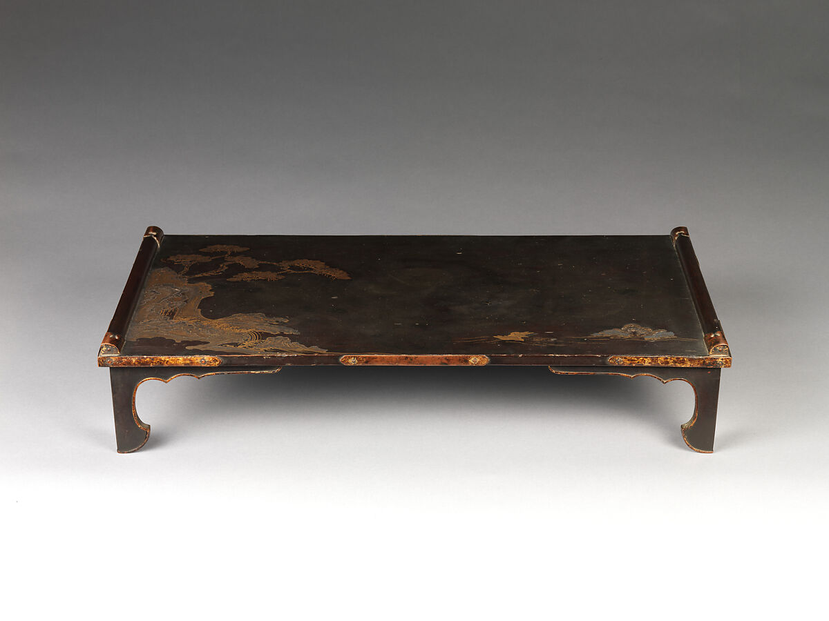 Writing Desk (Bundai) with Landscape and Geese, Lacquered wood with gold and silver takamaki-e and hiramaki-e, cutout gold- and silver-foil application, Japan