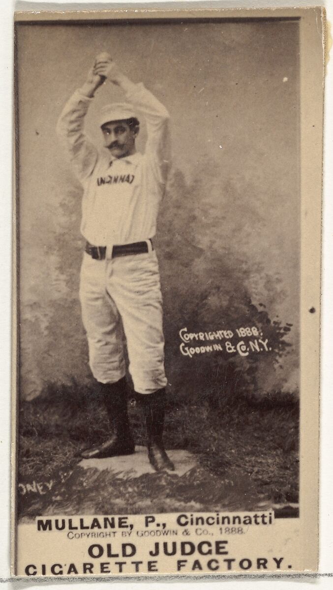 Anthony John "Tony" Mullane, Pitcher, Cincinnati, from the Old Judge series (N172) for Old Judge Cigarettes, Issued by Goodwin &amp; Company, Albumen photograph 