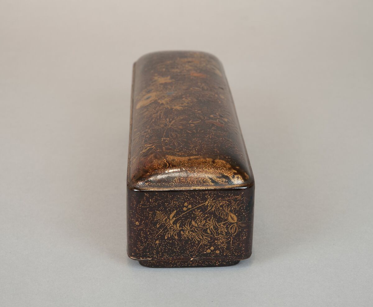 Letter Box with Design of Chrysanthemums and Autumn Grasses, Gold and silver maki-e on black lacquer, Japan