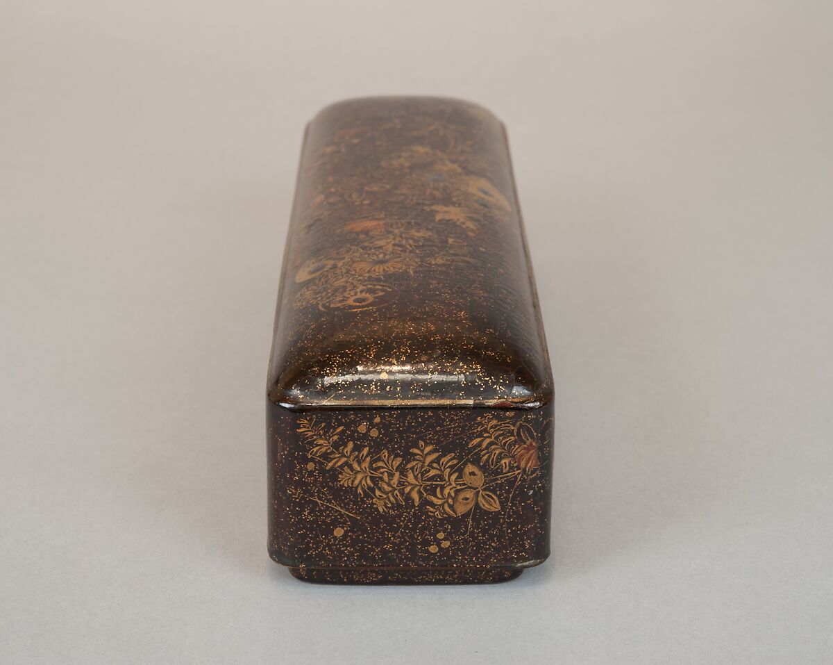 Letter Box with Design of Chrysanthemums and Autumn Grasses, Gold and silver maki-e on black lacquer, Japan