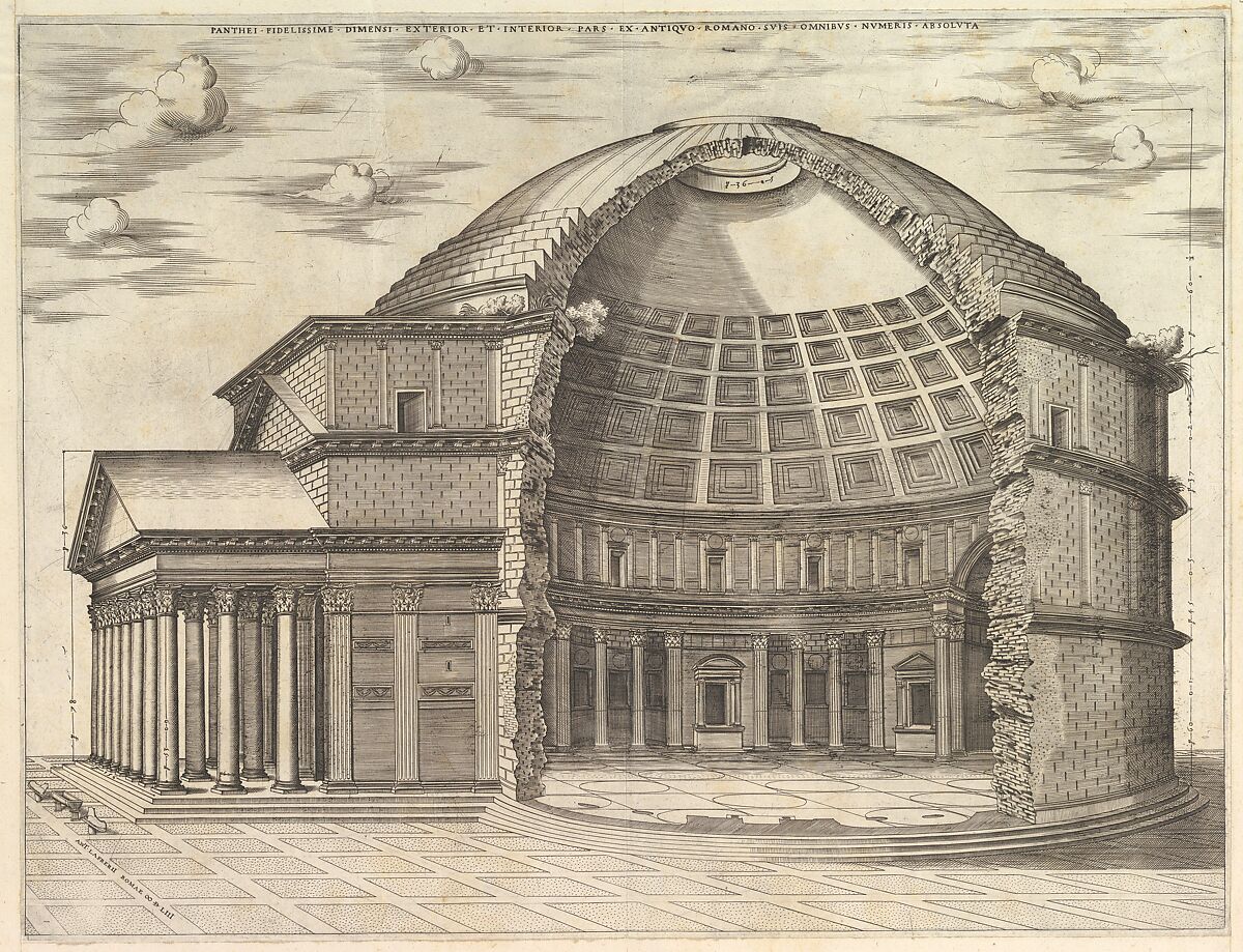 The Pantheon, broken away to show the interior, from "Speculum Romanae Magnificentiae", Anonymous, Engraving 