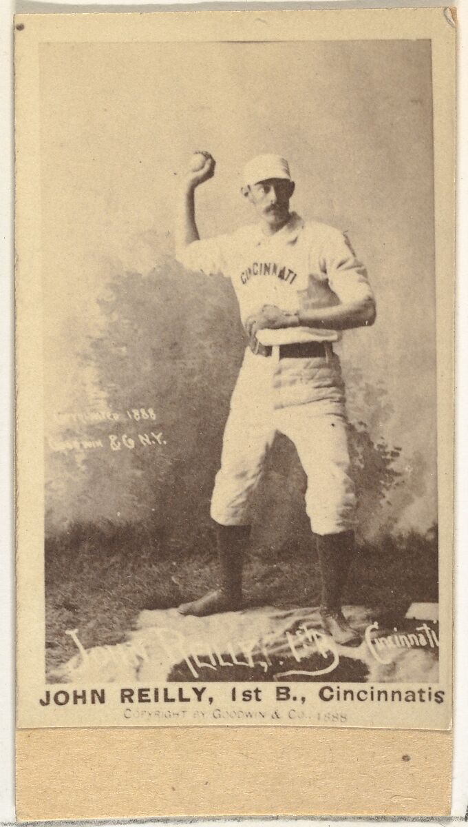 John Good "Long John" Reilly, 1st Base, Cincinnati, from the Old Judge series (N172) for Old Judge Cigarettes, Issued by Goodwin &amp; Company, Albumen photograph 