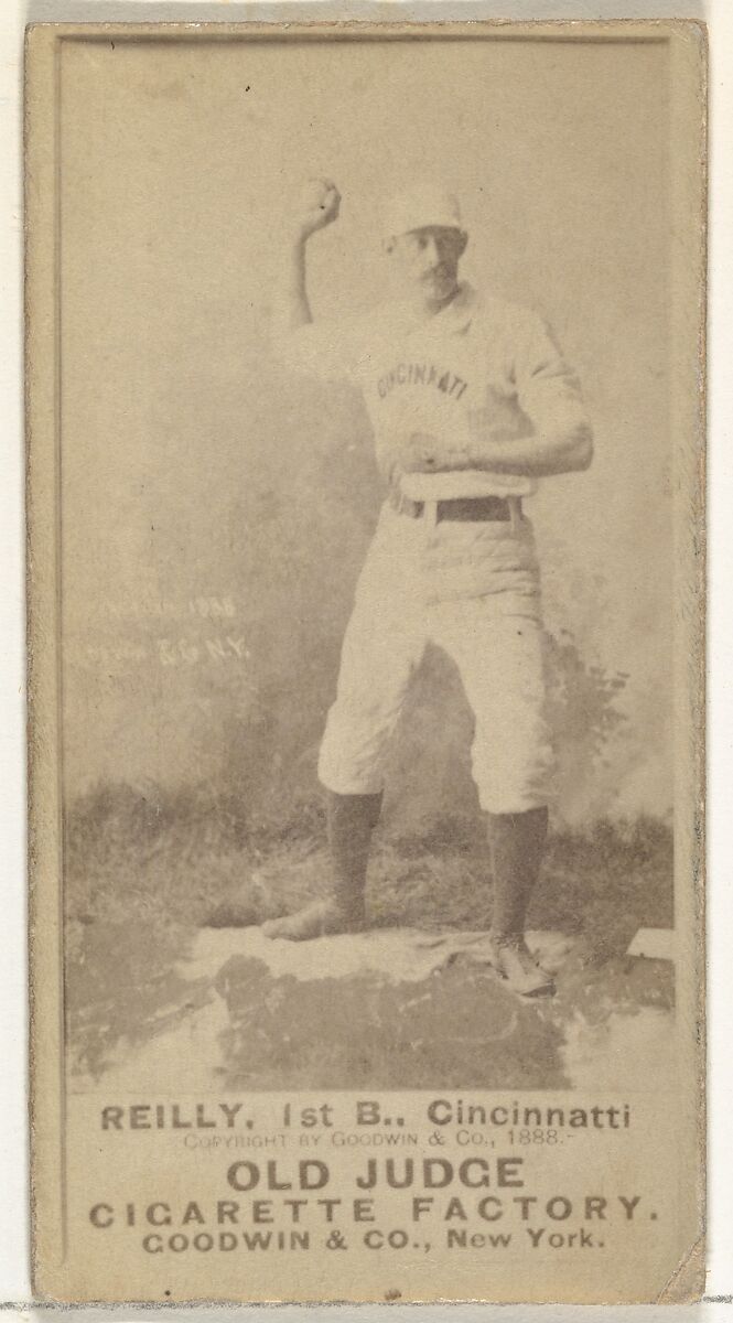 John Good "Long John" Reilly, 1st Base, Cincinnati, from the Old Judge series (N172) for Old Judge Cigarettes, Issued by Goodwin &amp; Company, Albumen photograph 