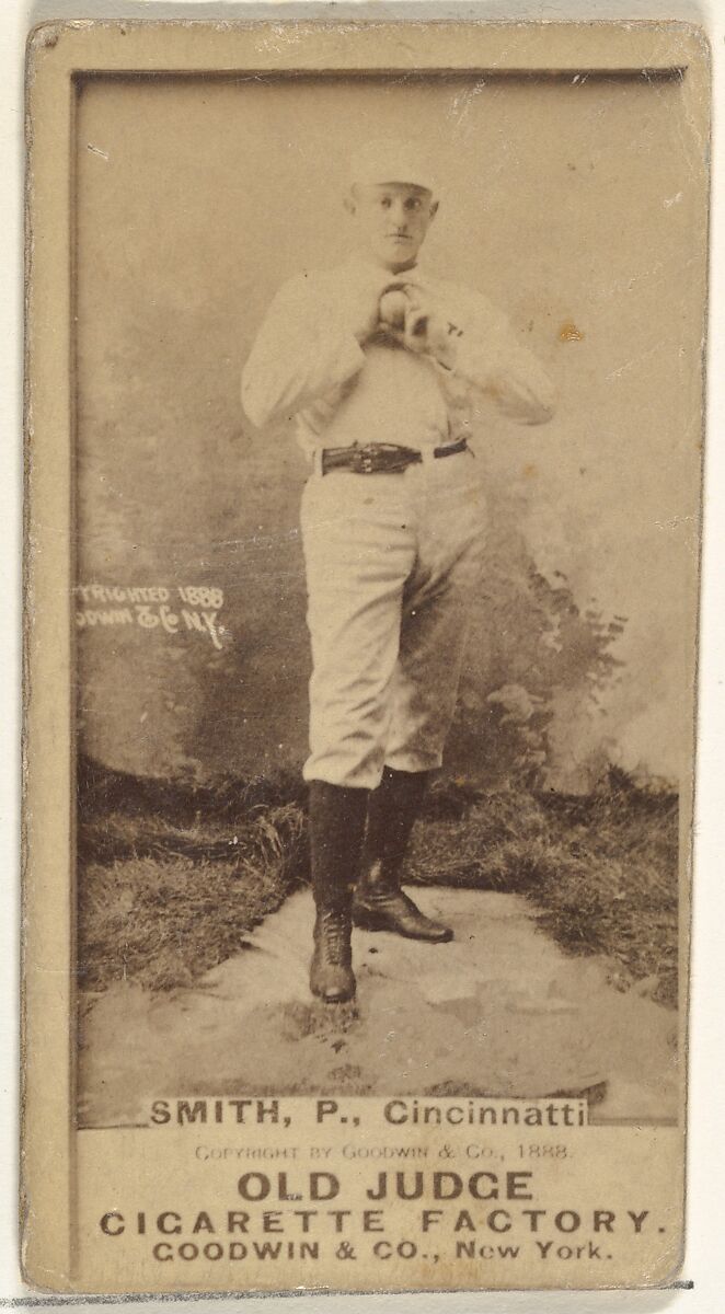 Elmer Ellsworth "Mike" Smith, Pitcher, Cincinnati, from the Old Judge series (N172) for Old Judge Cigarettes, Issued by Goodwin &amp; Company, Albumen photograph 
