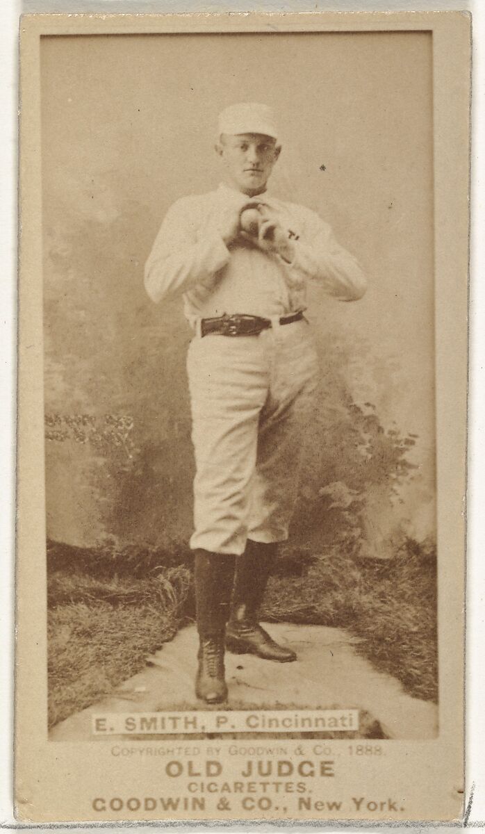 Elmer Ellsworth "Mike" Smith, Pitcher, Cincinnati, from the Old Judge series (N172) for Old Judge Cigarettes, Issued by Goodwin &amp; Company, Albumen photograph 