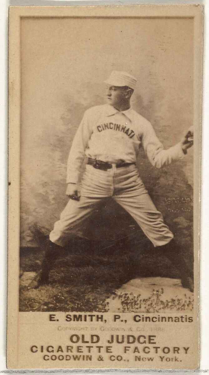 Elmer Ellsworth "Mike" Smith, Pitcher, Cincinnati, from the Old Judge series (N172) for Old Judge Cigarettes, Issued by Goodwin &amp; Company, Albumen photograph 