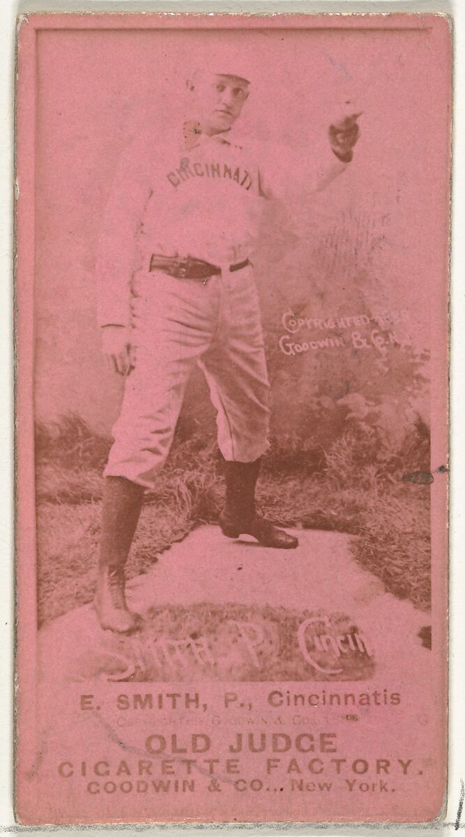 Elmer Ellsworth "Mike" Smith, Pitcher, Cincinnati, from the Old Judge series (N172) for Old Judge Cigarettes, Issued by Goodwin &amp; Company, Albumen photograph 