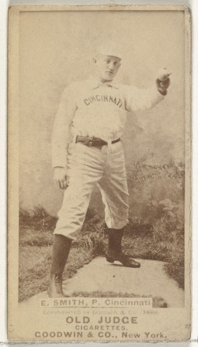 Elmer Ellsworth "Mike" Smith, Pitcher, Cincinnati, from the Old Judge series (N172) for Old Judge Cigarettes, Issued by Goodwin &amp; Company, Albumen photograph 