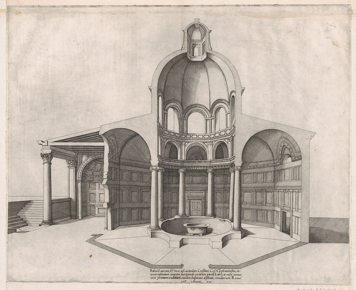 Interior of the Lateran, from "Speculum Romanae Magnificentiae", Nicolas Beatrizet (French, Lunéville 1515–ca. 1566 Rome (?)), Engraving 