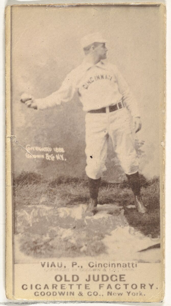 Leon A. "Lee" Viau, Pitcher, Cincinnati, from the Old Judge series (N172) for Old Judge Cigarettes, Issued by Goodwin &amp; Company, Albumen photograph 