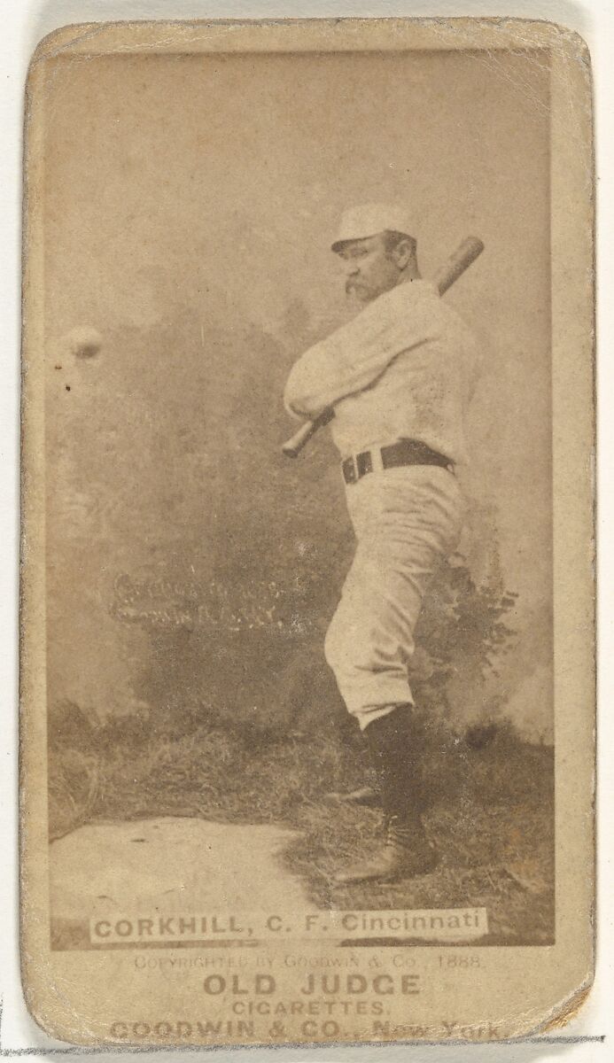 John Stewart "Pop" Corkhill, Center Field, Cincinnati, from the Old Judge series (N172) for Old Judge Cigarettes, Issued by Goodwin &amp; Company, Albumen photograph 