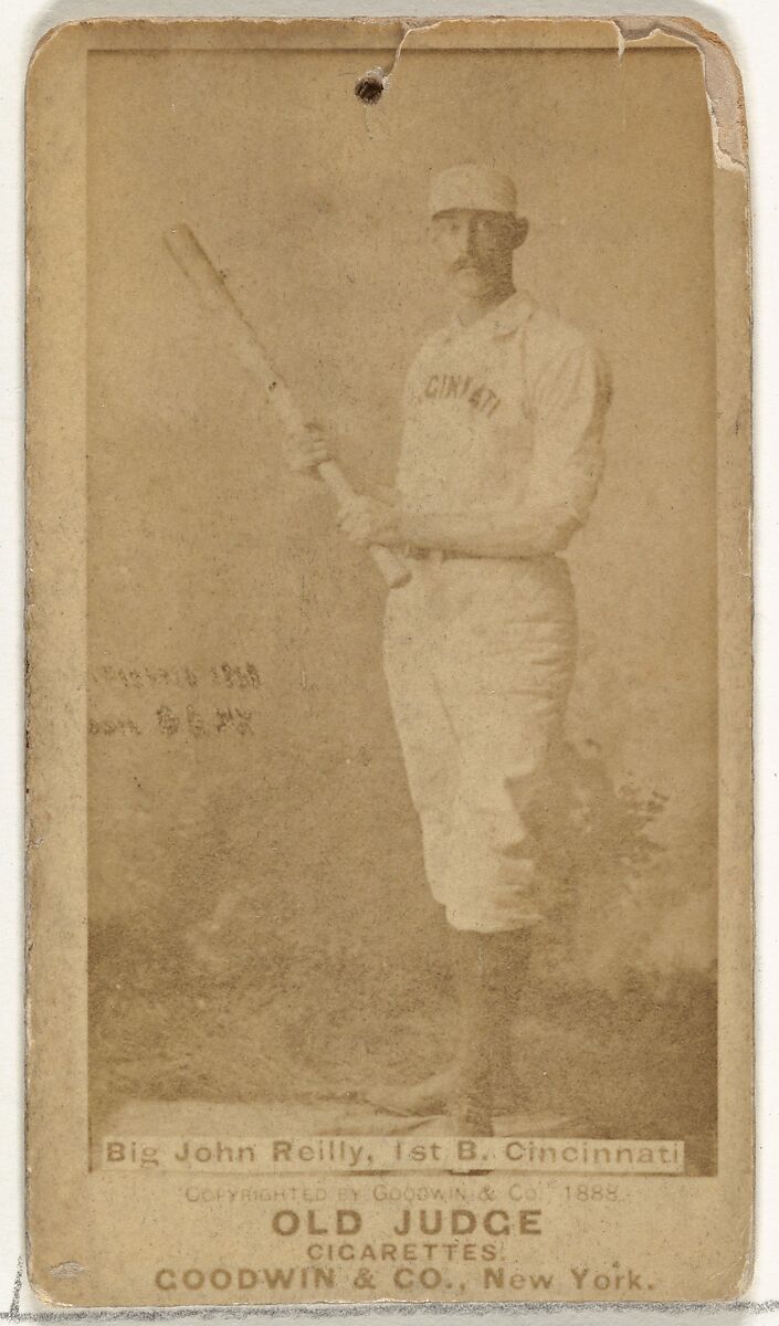 John Good "Long John" Reilly, 1st Base, Cincinnati, from the Old Judge series (N172) for Old Judge Cigarettes, Issued by Goodwin &amp; Company, Albumen photograph 