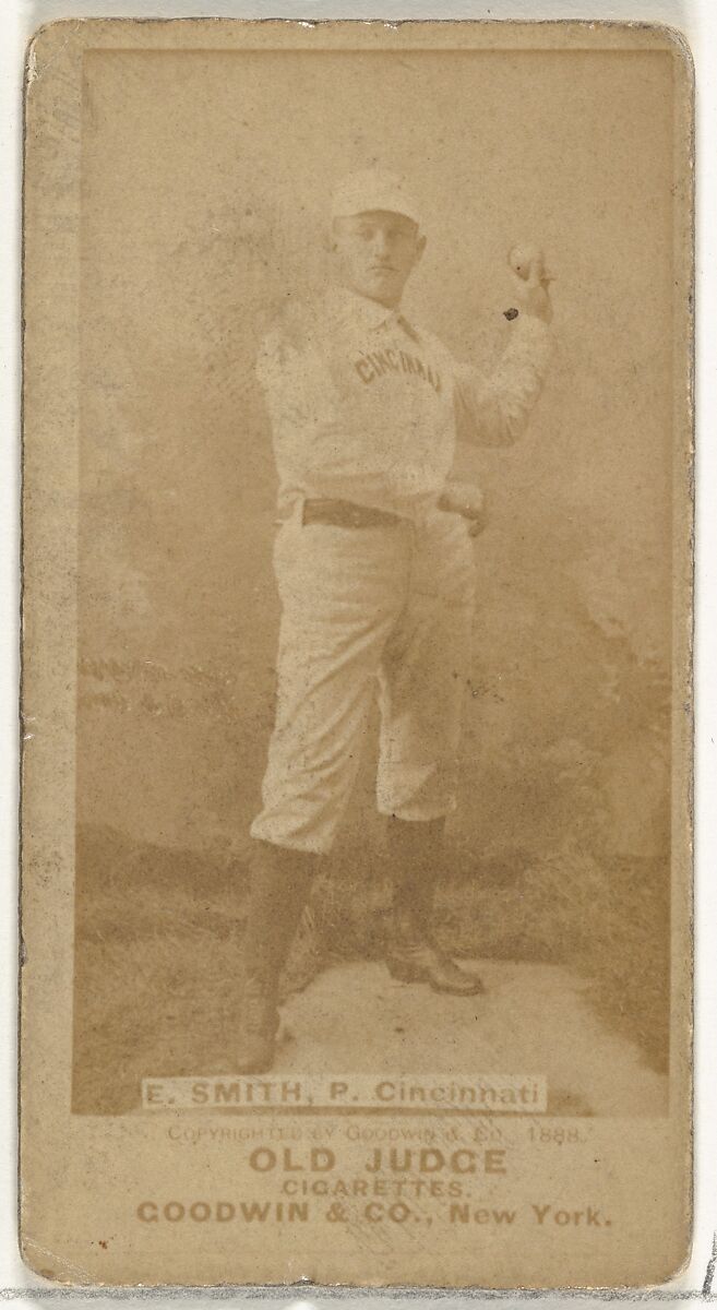 Elmer Ellsworth "Mike" Smith, Pitcher, Cincinnati, from the Old Judge series (N172) for Old Judge Cigarettes, Issued by Goodwin &amp; Company, Albumen photograph 