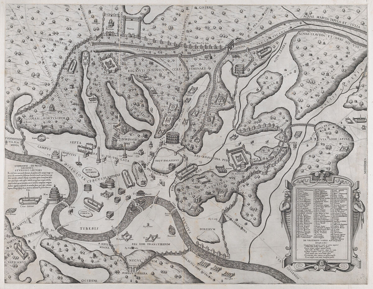 Ancient Rome and its Hills, from the West, from "Speculum Romanae Magnificentiae", Etienne DuPérac (French, ca. 1535–1604), Engraving and etching 