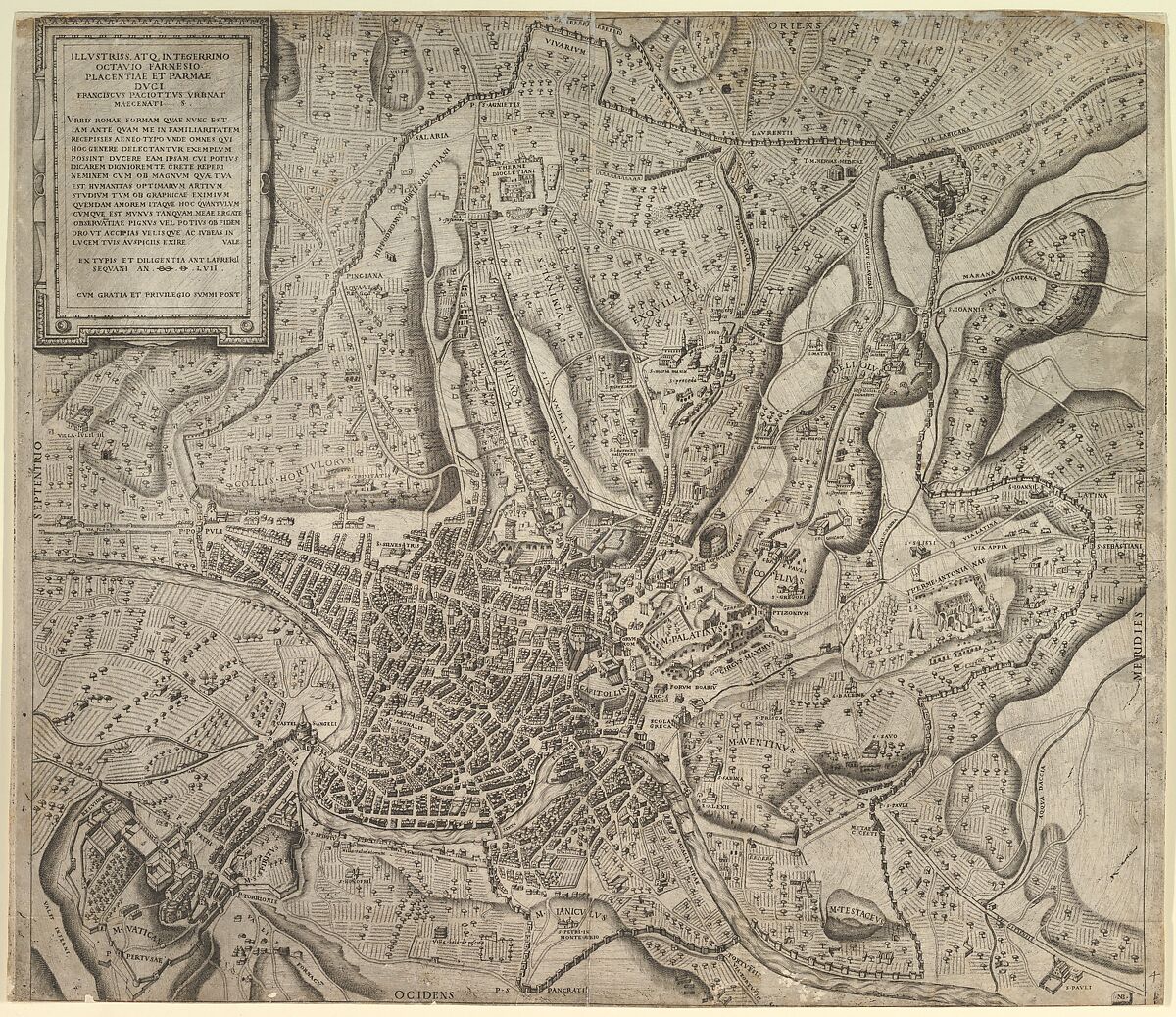 View of Rome from the West, from "Speculum Romanae Magnificentiae", Nicolas Beatrizet (French, Lunéville 1515–ca. 1566 Rome (?)), Engraving 