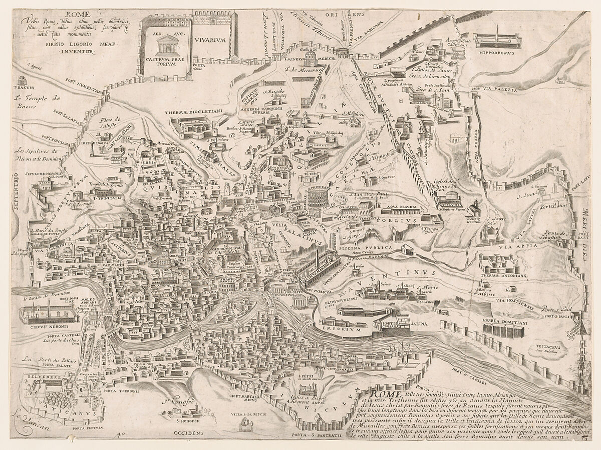 Plan of Ancient Rome, from "Speculum Romanae Magnificentiae", Pirro Ligorio (Italian, Naples ca. 1512/13–1583 Ferrara), Engraving 