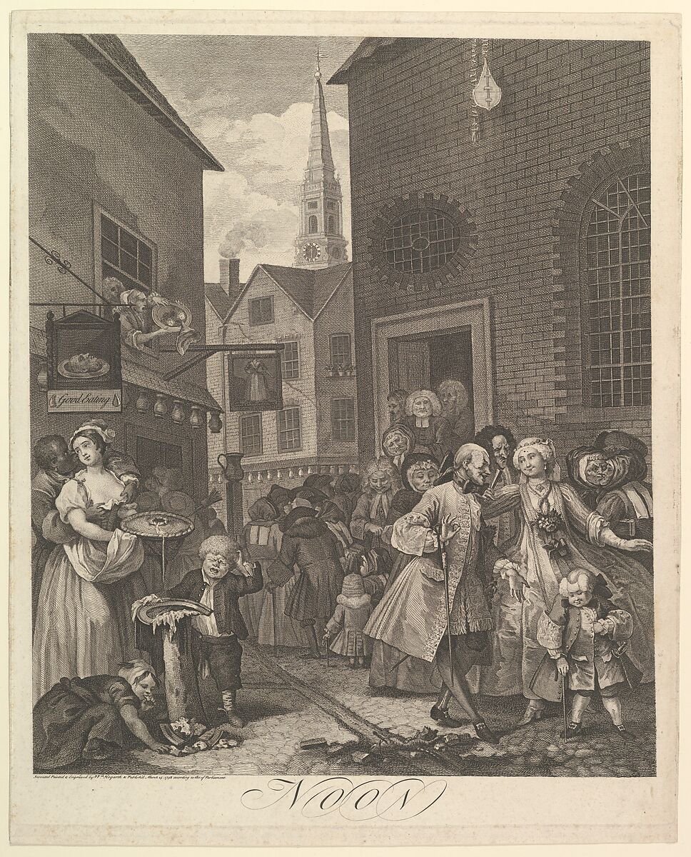 Noon (The Four Times of Day), William Hogarth (British, London 1697–1764 London), Engraving; second state of two 