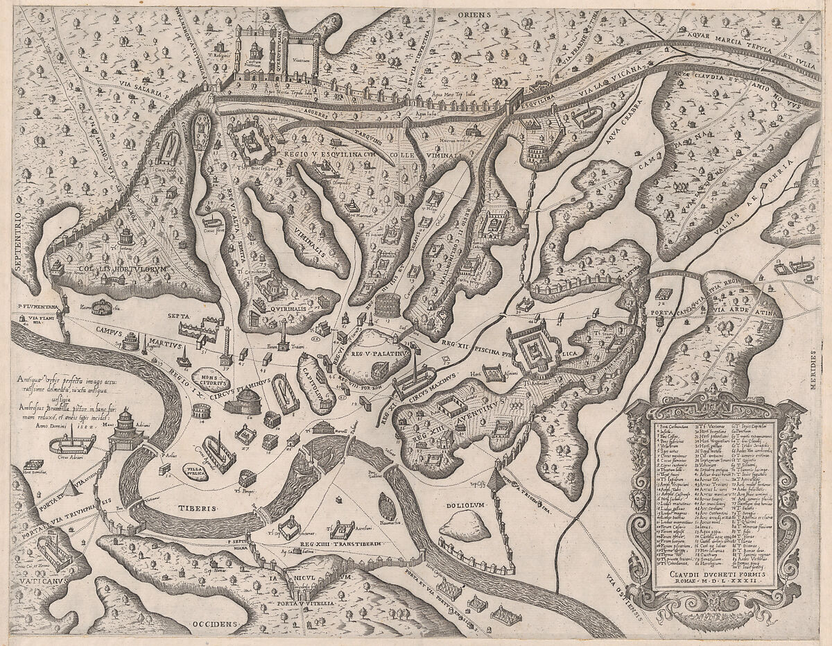 Ancient Rome, and its Hills, from the West, from "Speculum Romanae Magnificentiae", Giovanni Ambrogio Brambilla (Italian, active Rome, 1575–99), Etching 