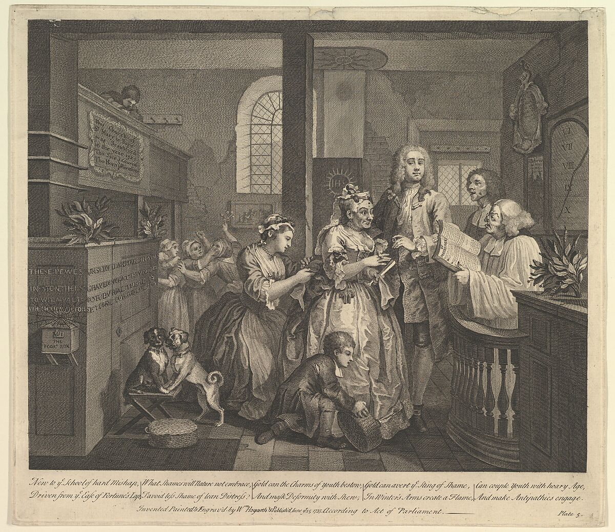 A Rake's Progress, Plate 5, William Hogarth (British, London 1697–1764 London), Etching and engraving; third state of three 