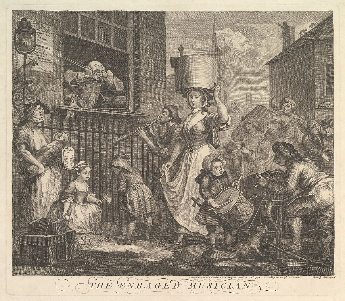 The Enraged Musician, William Hogarth (British, London 1697–1764 London), Etching and engraving; third state of three 
