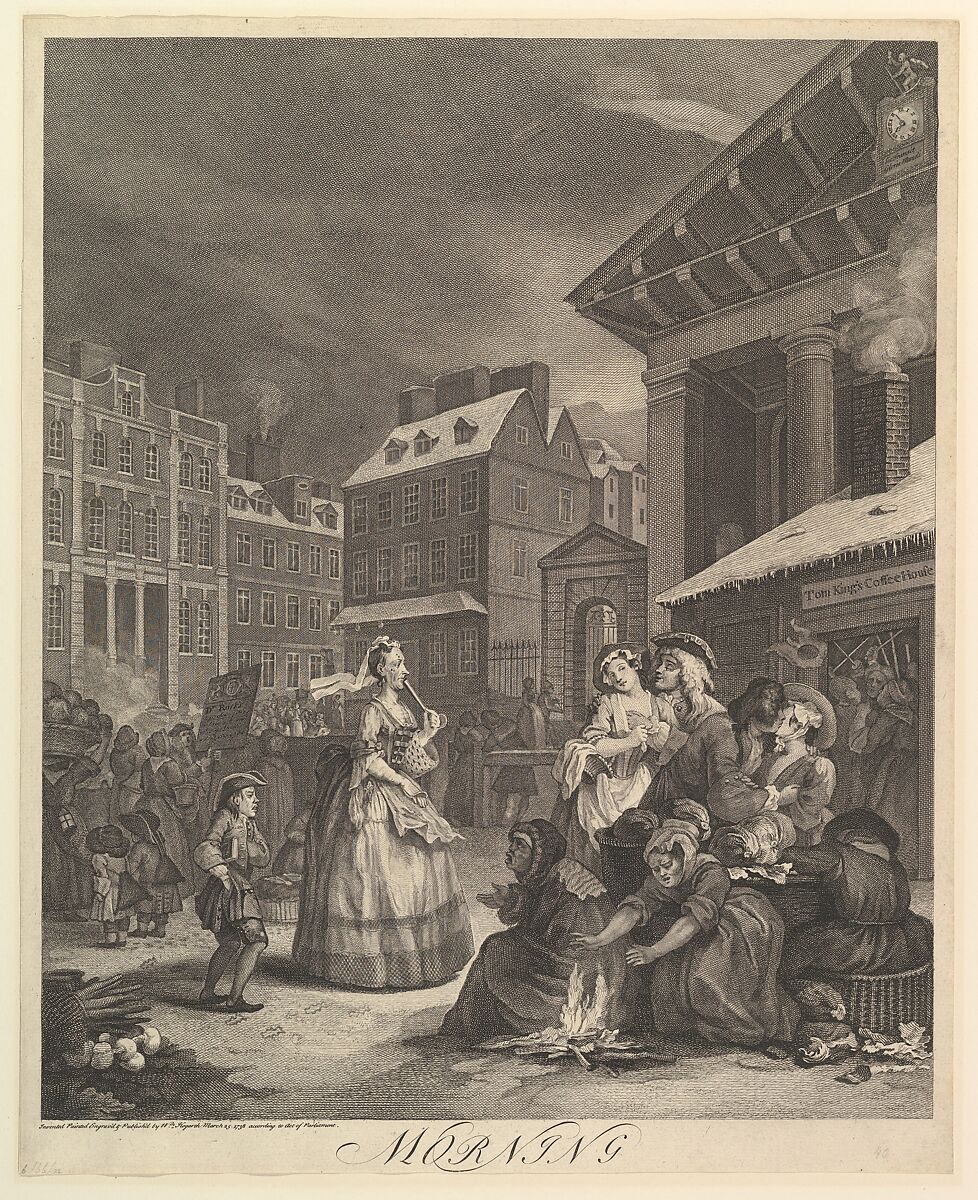 Morning: The Four Times of the Day, William Hogarth (British, London 1697–1764 London), Etching and engraving; first state of two 