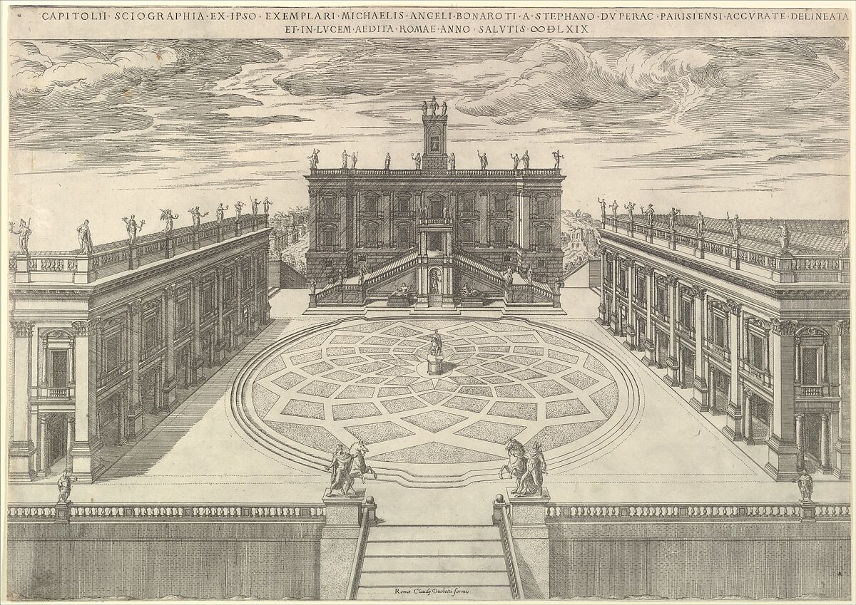 View of the Roman Capitol, from "Speculum Romanae Magnificentiae", Etienne DuPérac (French, ca. 1535–1604), Etching; second state of two 