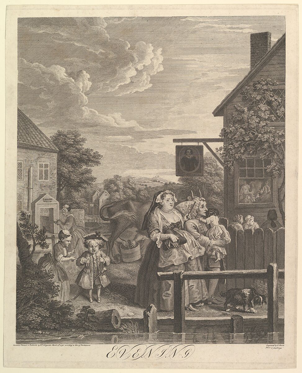 Evening (The Four Times of Day), William Hogarth (British, London 1697–1764 London), Engraving; third state of three 