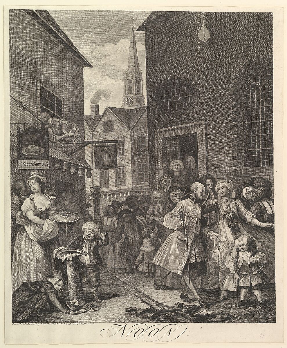 Noon: The Four Times of Day, William Hogarth (British, London 1697–1764 London), Engraving; first state of two 