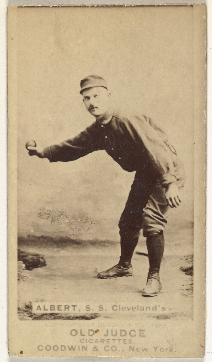 August Peterson "Gus" Alberts, Shortstop, Cleveland, from the Old Judge series (N172) for Old Judge Cigarettes, Issued by Goodwin &amp; Company, Albumen photograph 