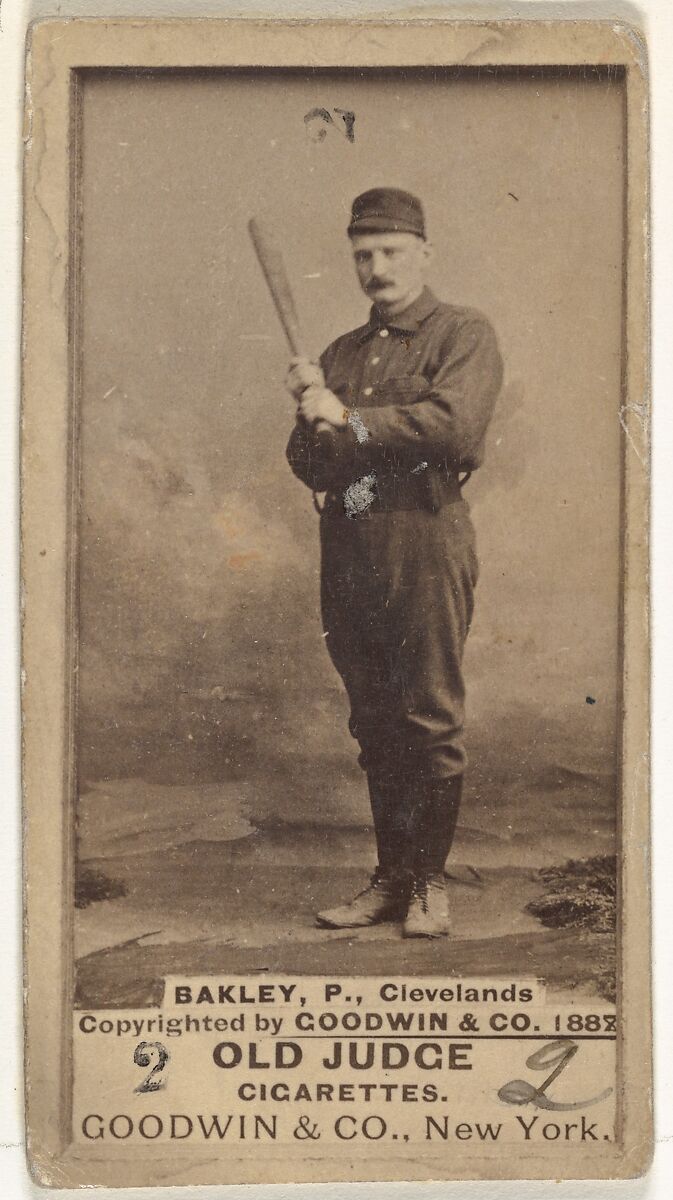 Edward Enoch "Jersey" Bakely, Pitcher, Cleveland, from the Old Judge series (N172) for Old Judge Cigarettes, Issued by Goodwin &amp; Company, Albumen photograph 