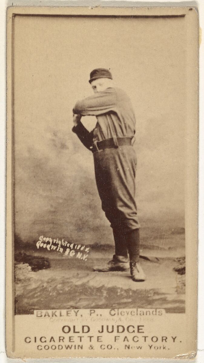 Edward Enoch "Jersey" Bakely, Pitcher, Cleveland, from the Old Judge series (N172) for Old Judge Cigarettes, Issued by Goodwin &amp; Company, Albumen photograph 