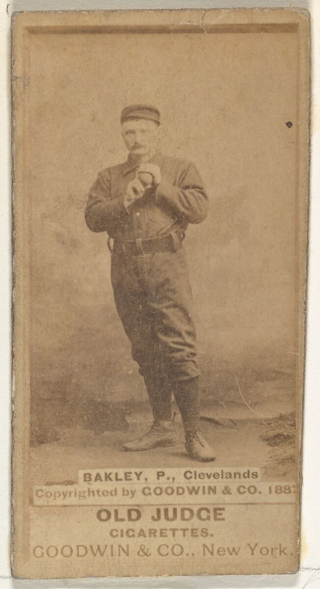 Edward Enoch "Jersey" Bakely, Pitcher, Cleveland, from the Old Judge series (N172) for Old Judge Cigarettes, Issued by Goodwin &amp; Company, Albumen photograph 