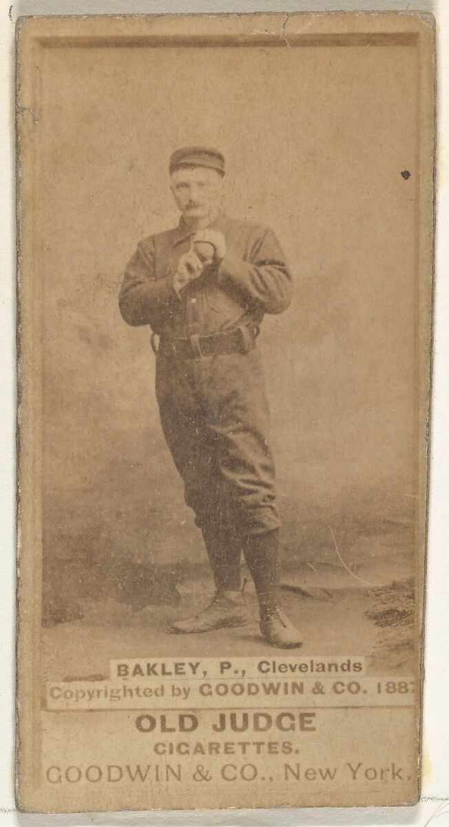 Edward Enoch "Jersey" Bakely, Pitcher, Cleveland, from the Old Judge series (N172) for Old Judge Cigarettes, Issued by Goodwin &amp; Company, Albumen photograph 