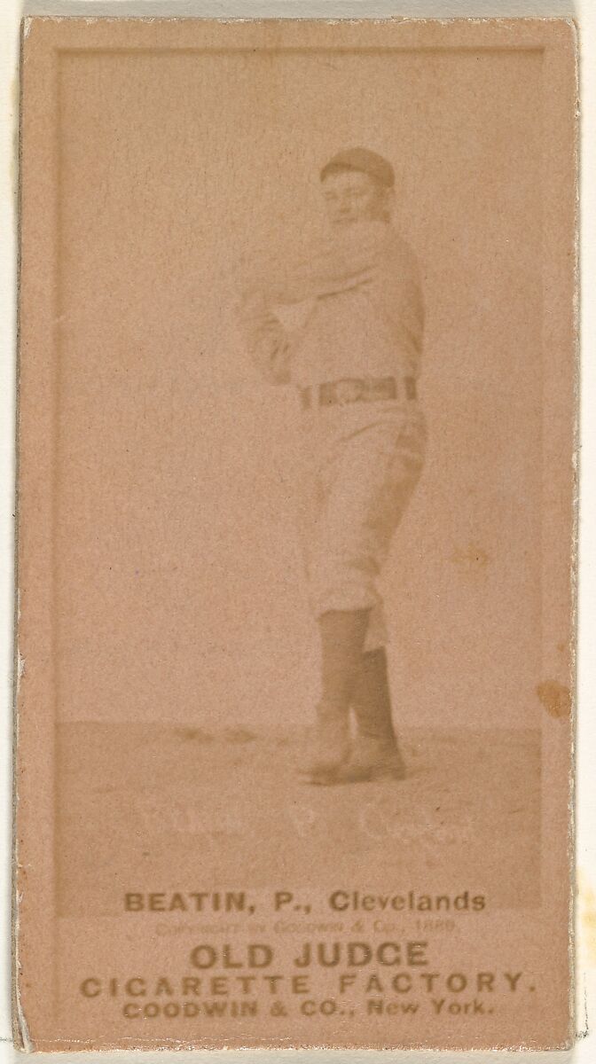 Ebenezer Ambrose "Ed" Beatin, Pitcher, Cleveland, from the Old Judge series (N172) for Old Judge Cigarettes, Issued by Goodwin &amp; Company, Albumen photograph 