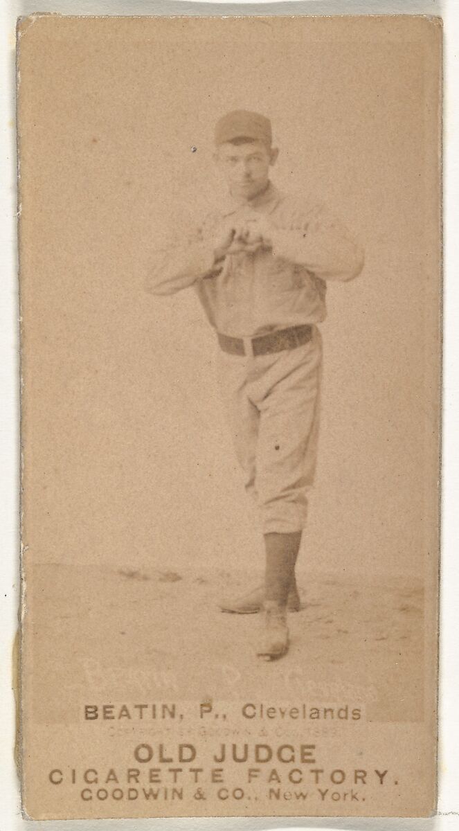 Ebenezer Ambrose "Ed" Beatin, Pitcher, Cleveland, from the Old Judge series (N172) for Old Judge Cigarettes, Issued by Goodwin &amp; Company, Albumen photograph 