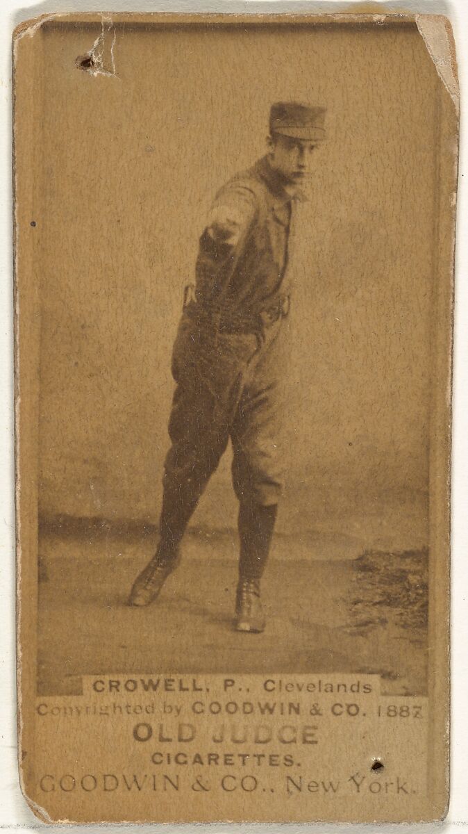 William Theodore "Billy" Crowell, Pitcher, Cleveland, from the Old Judge series (N172) for Old Judge Cigarettes, Issued by Goodwin &amp; Company, Albumen photograph 