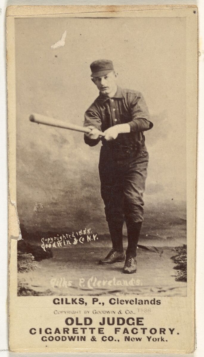 Robert James "Bob" Gilks, Pitcher, Cleveland, from the Old Judge series (N172) for Old Judge Cigarettes, Issued by Goodwin &amp; Company, Albumen photograph 
