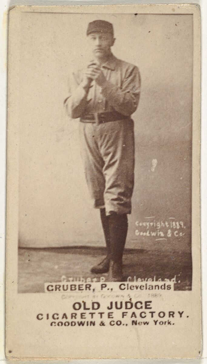 Henry Gruber, Pitcher, Cleveland, from the Old Judge series (N172) for Old Judge Cigarettes, Issued by Goodwin &amp; Company, Albumen photograph 