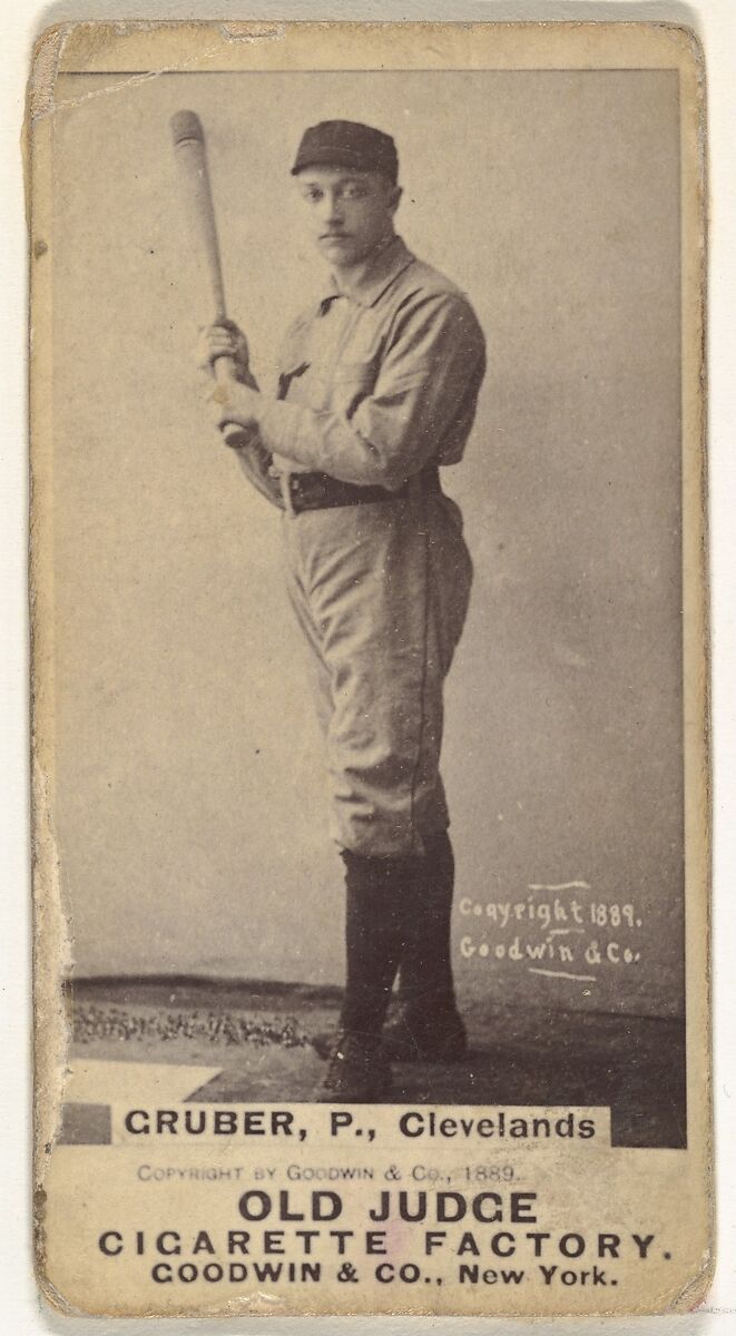 Henry Gruber, Pitcher, Cleveland, from the Old Judge series (N172) for Old Judge Cigarettes, Issued by Goodwin &amp; Company, Albumen photograph