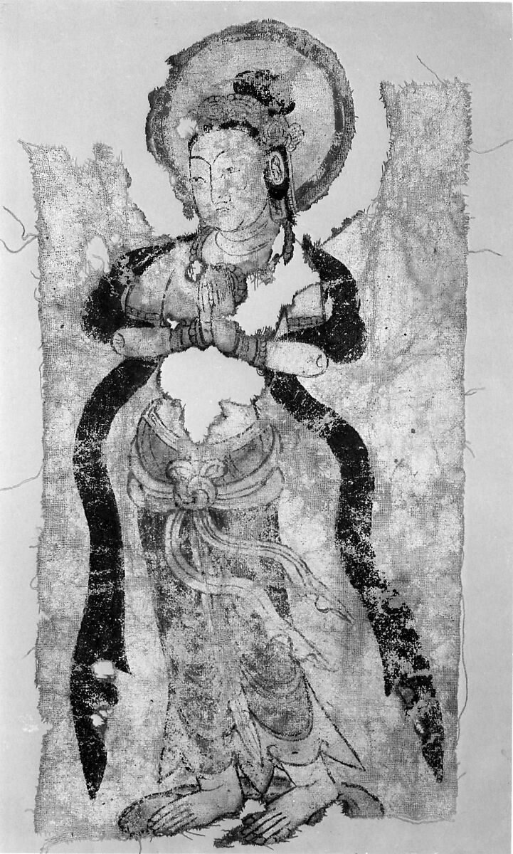 Bodhisattva in Adoration, Canvas?, Central Asia 