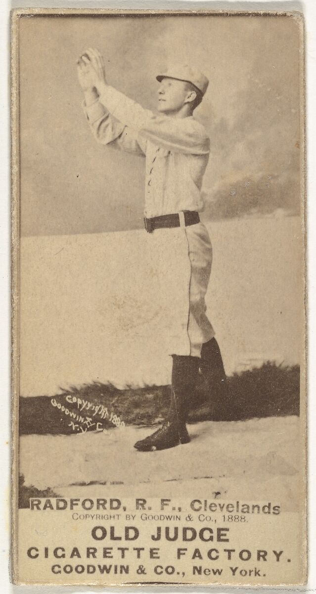 Paul Revere "Shorty" Radford, Right Field, Cleveland, from the Old Judge series (N172) for Old Judge Cigarettes, Issued by Goodwin &amp; Company, Albumen photograph 