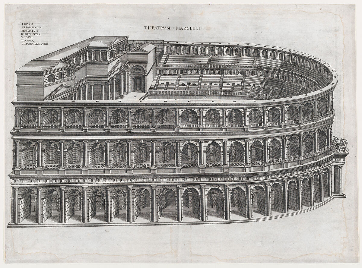 Theater of Marcellus, from "Speculum Romanae Magnificentiae", Anonymous, Engraving 