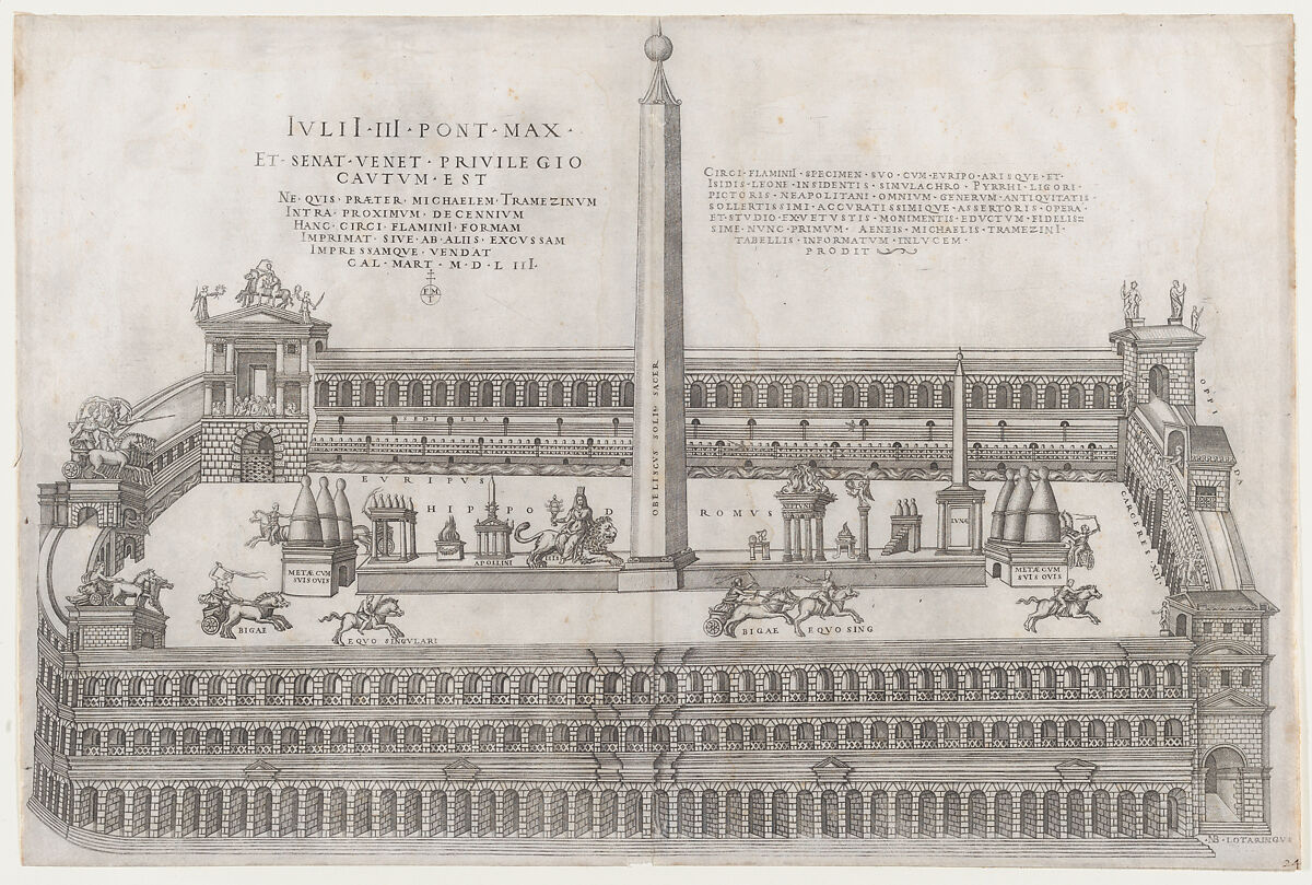 Circus Flaminius, from "Speculum Romanae Magnificentiae", Nicolas Beatrizet (French, Lunéville 1515–ca. 1566 Rome (?)), Engraving 