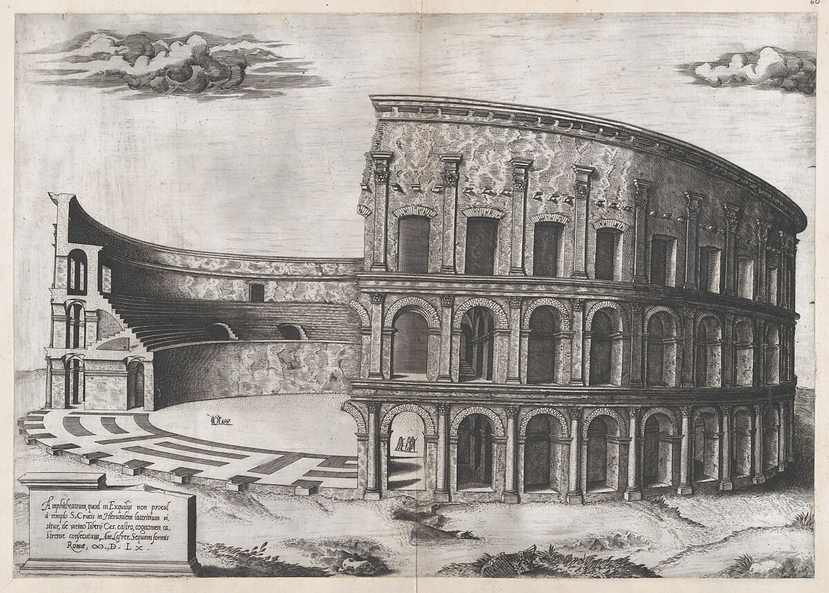 Amphiteathrum Castrense, from "Speculum Romanae Magnificentiae", Anonymous, Engraving 