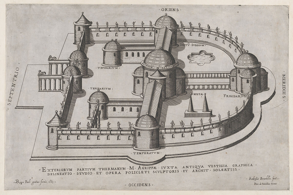 Baths of Agrippa, from "Speculum Romanae Magnificentiae", Giovanni Ambrogio Brambilla (Italian, active Rome, 1575–99), Engraving 