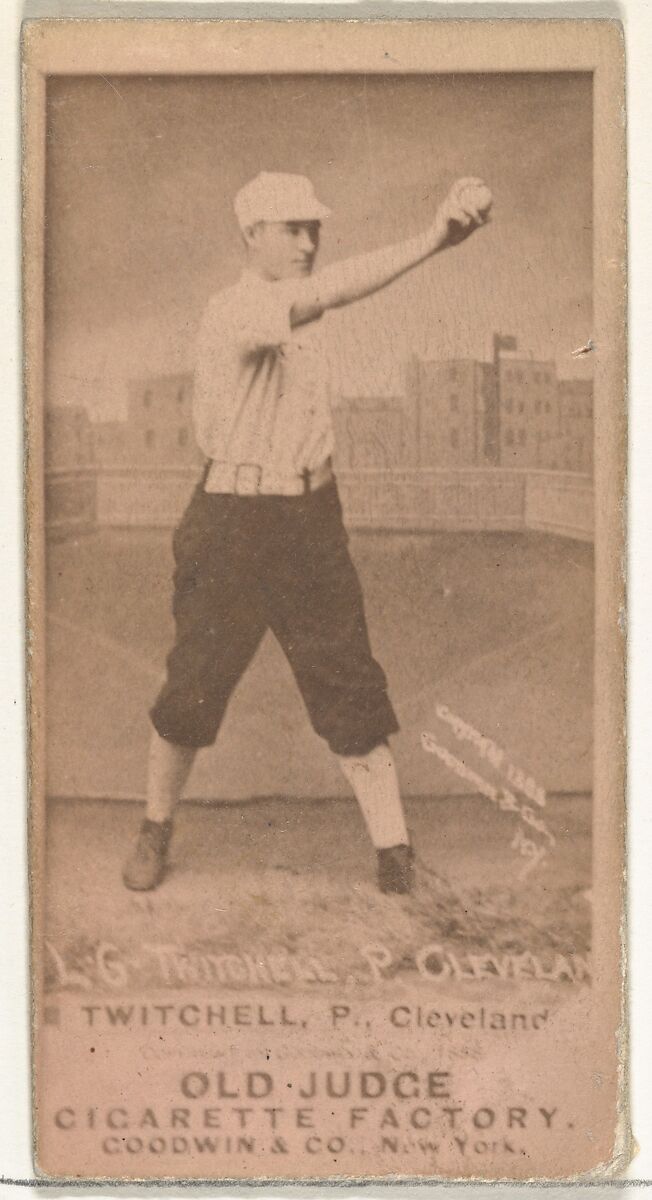 Lawrence Grant "Larry" Twitchell, Pitcher, Cleveland, from the Old Judge series (N172) for Old Judge Cigarettes, Issued by Goodwin &amp; Company, Albumen photograph 