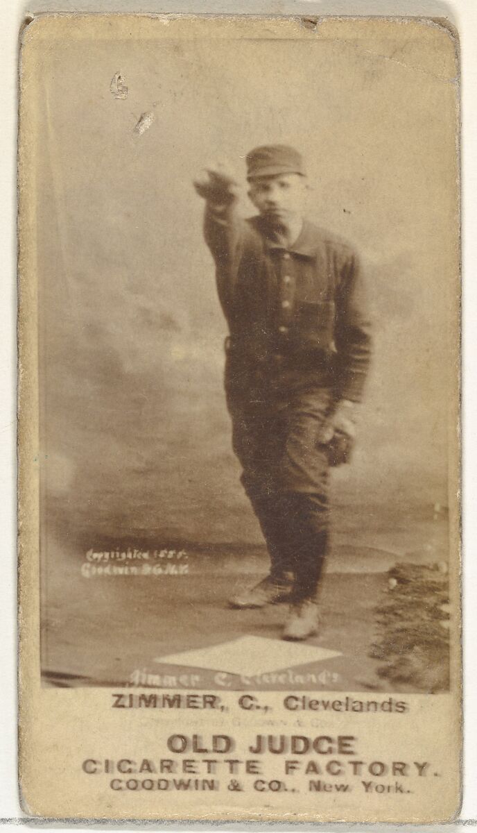 Charles Louis "Chief" Zimmer, Catcher, Cleveland, from the Old Judge series (N172) for Old Judge Cigarettes, Issued by Goodwin &amp; Company, Albumen photograph 
