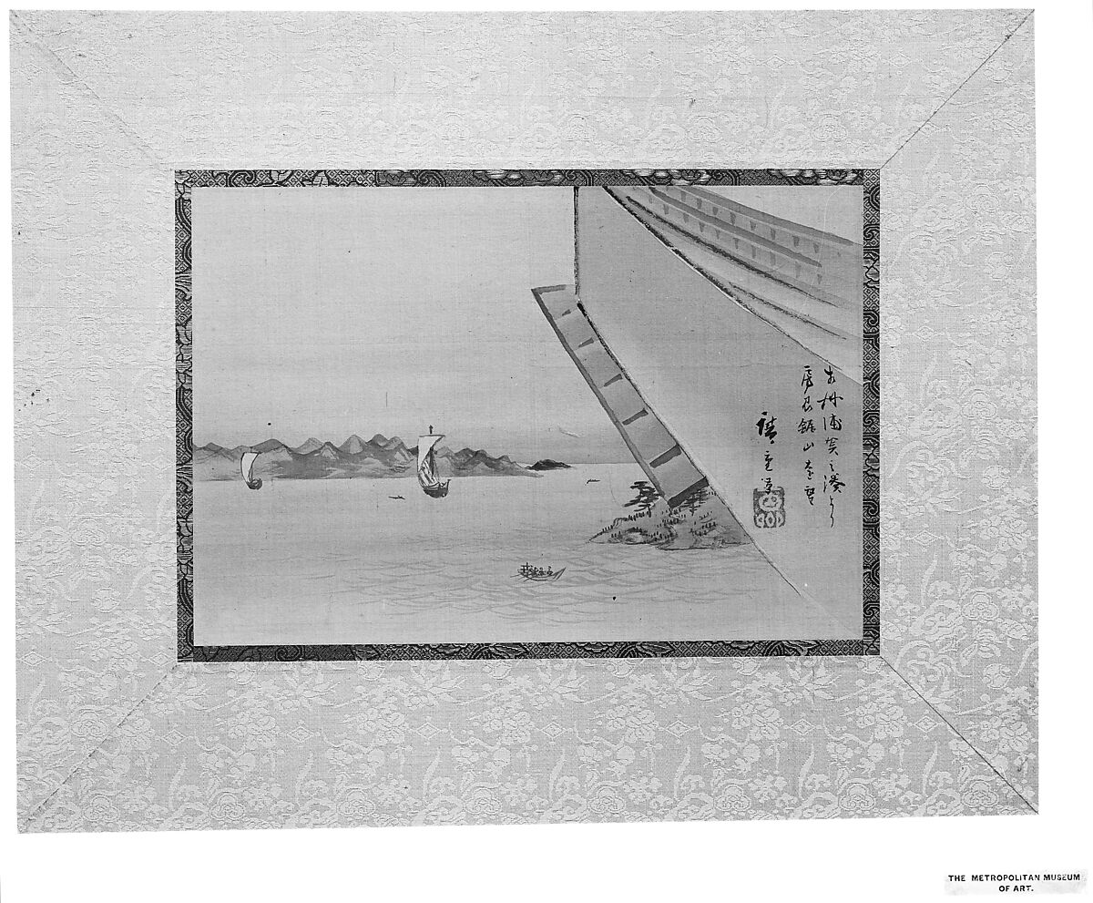 Mt. Nokogiri Seen from a Distance, Utagawa Hiroshige (Japanese, Tokyo (Edo) 1797–1858 Tokyo (Edo)), Matted painting; ink and color on silk, Japan 